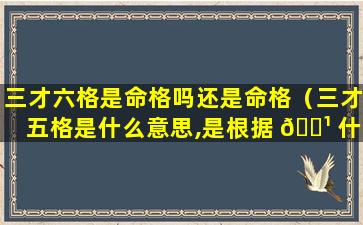 三才六格是命格吗还是命格（三才五格是什么意思,是根据 🌹 什么算出来的）